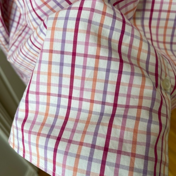 Lands' End no iron plaid size 18 long sleeve button up shirt work career office - Picture 7 of 12